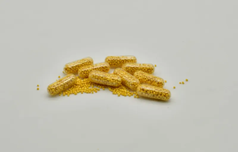 Healthy foods and B1 thiamine supplements representing energy metabolism support