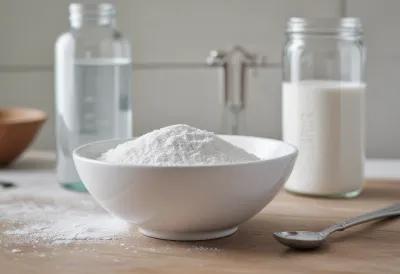 Beta-alanine powder scoop and capsules on a clean light surface