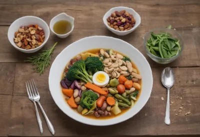 A glass of water beside a small plate of plant-based fasting-mimicking foods, illustrating two fasting approaches