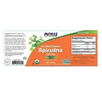 NOW Orgaaniline Spirulina 500mg - 200 tabletti — Tabs view 2