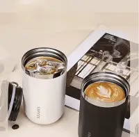 Термокружка из нержавеющей стали с ремешком для кофе 350 мл черная — Coffee — Accessory view 2