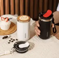 Термокружка из нержавеющей стали с ремешком для кофе 350 мл черная — Coffee — Accessory view 4