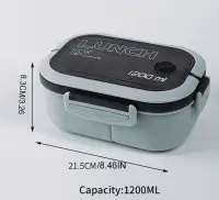 Double-layer sealed lunch box 1200 ml green