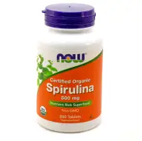 NOW Organic Spirulina 500mg - 200 Tablets — Tabs view 1