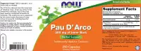 NOW Pau D’Arco - 500 mg, 250 capsules — Capsules view 2