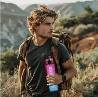 Sports Water Bottle 1000ml Red and Black TM — Accessory view 2