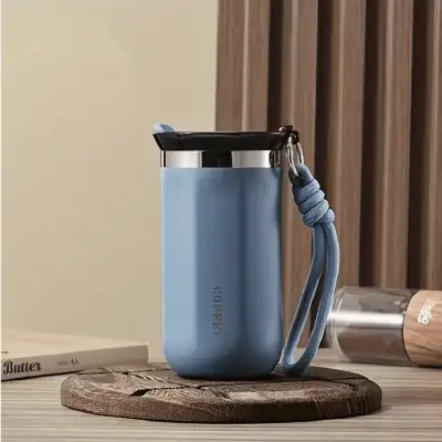 Термокружка из нержавеющей стали с ремешком для кофе 350 мл синяя — Coffee — Accessory - image 1 of 6