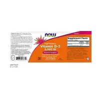 NOW D3 Vitamiin 5000 IU - 120 pehmekapslit — Capsules view 2