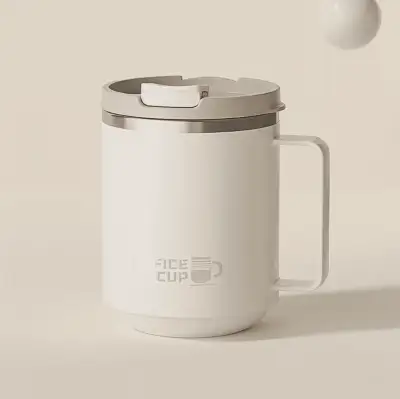 Stylish Stainless Steel Office Thermo Cup with Lid 500ml White — Accessory - image 1 of 6