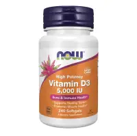 NOW Vitamin D3 5000 IU High potency 240 soft gels — Capsules view 1