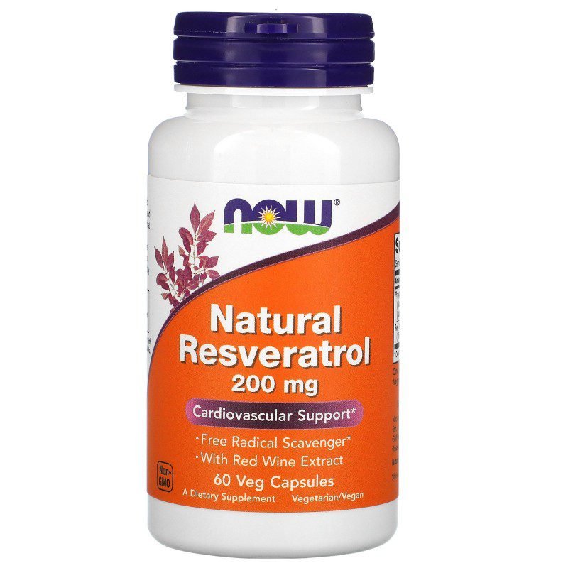 NOW Natural Resveratrol 200mg 60 Veg. Capsules