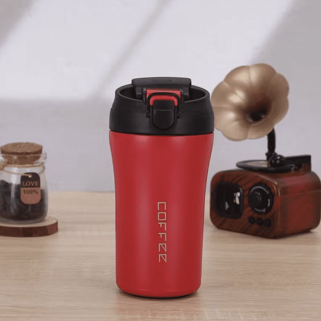 Roostevabast terasest termostass kõrre ja topeltkaanega 400ml punane — Accessory - image 1 of 8