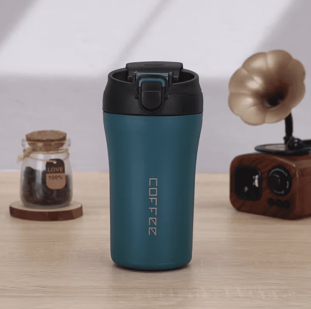Stainless Steel Thermo Cup with Straw and Double Lid 400ml Turquoise — Accessory - image 1 of 9