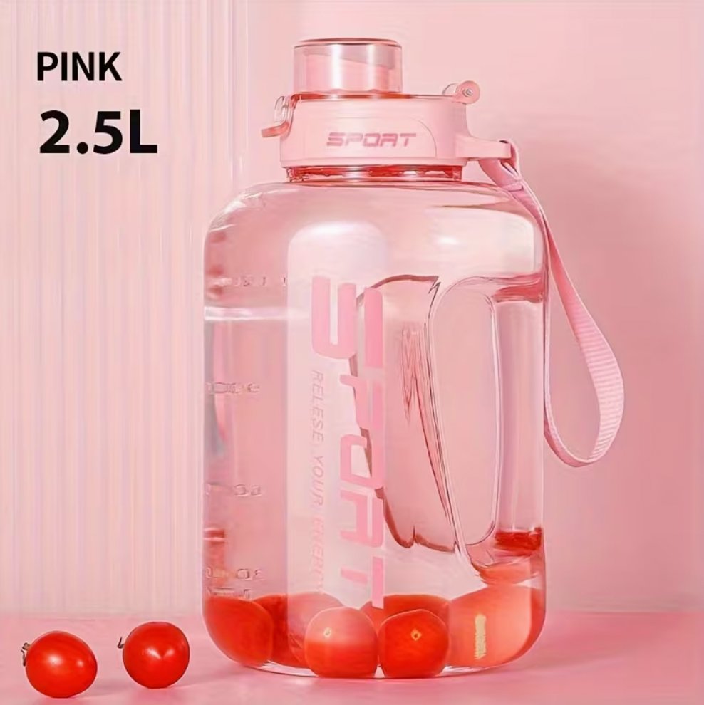 Large Sports Water Bottle 2500ml with Straw Rose TM