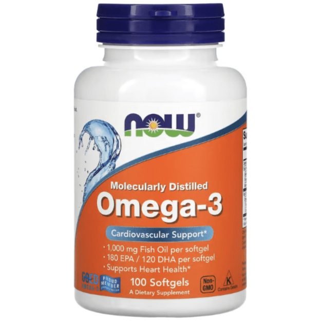NOW Omega 3 1000mg - 100 Softgels — Capsules - image 1 of 2