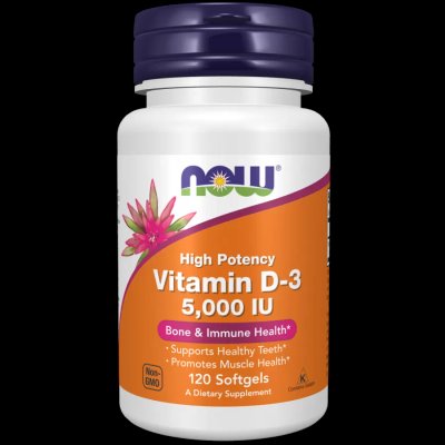 NOW Vitamin D3 5000 МЕ 120 мягких капсул – витамин D