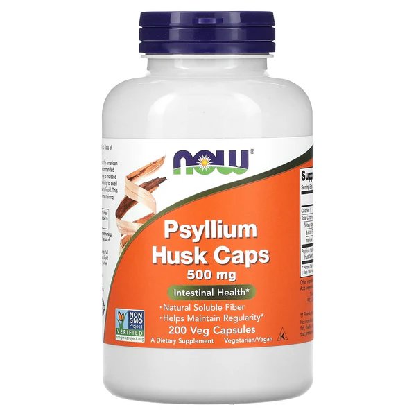 NOW Psyllium Husk 500mg 200 Veg Capsules