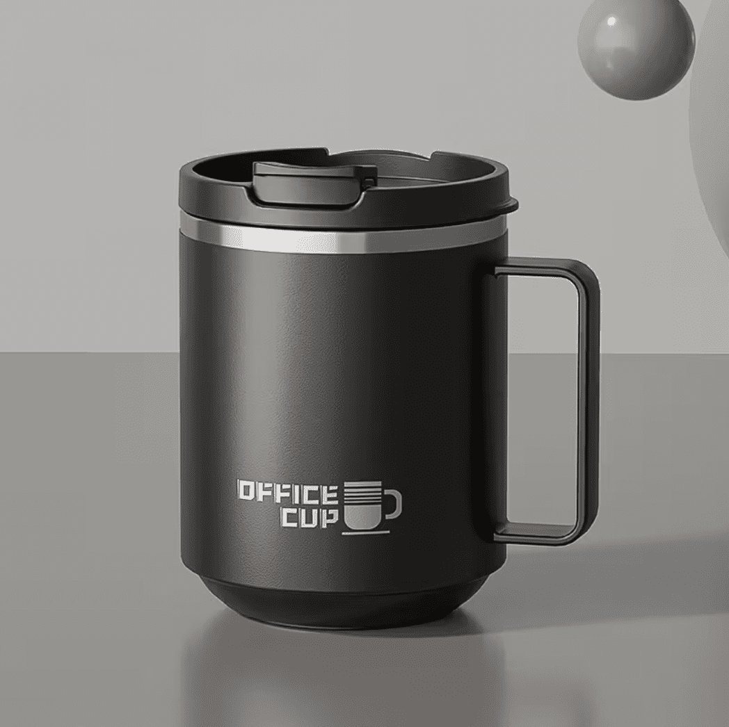 Stylish Stainless Steel Office Thermo Cup with Lid 500ml Black — Accessory - image 1 of 6